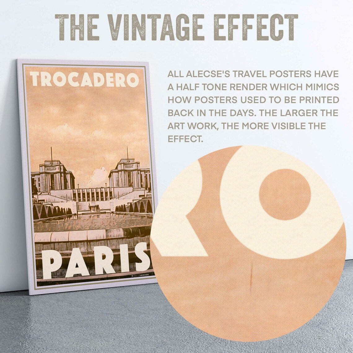 Trocadero Paris Peach Vintage Palais de Chaillot Travel Poster - Image 2