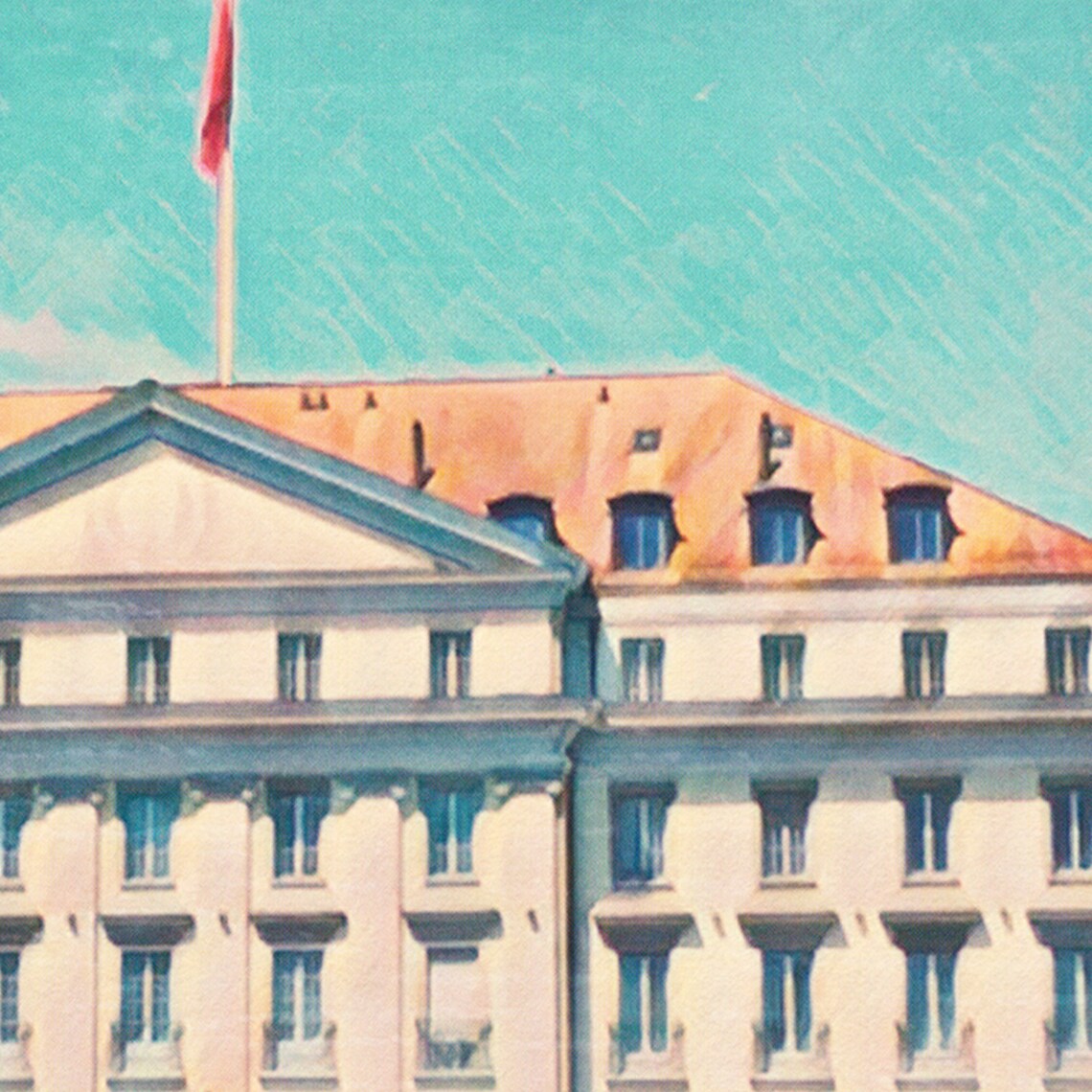 Geneva Switzerland Retro Lakeside Grand Hotel Vintage Travel Poster - Image 4