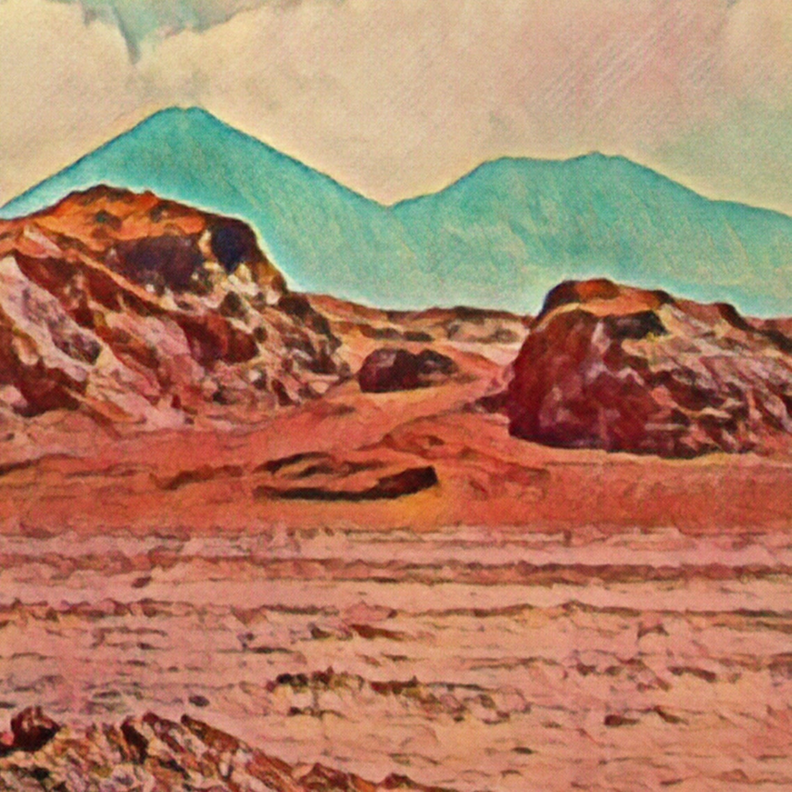 Chile Atacama Desert Red Rock Volcano Mountains Retro Travel Poster - Image 4