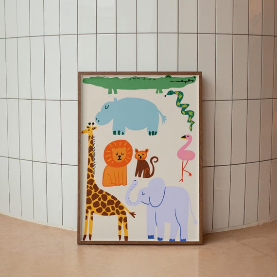 Safari Nursery Decor Neutral Newborn Poster For Kids Bedroom Print Animal Theme Boho And Toddler Room