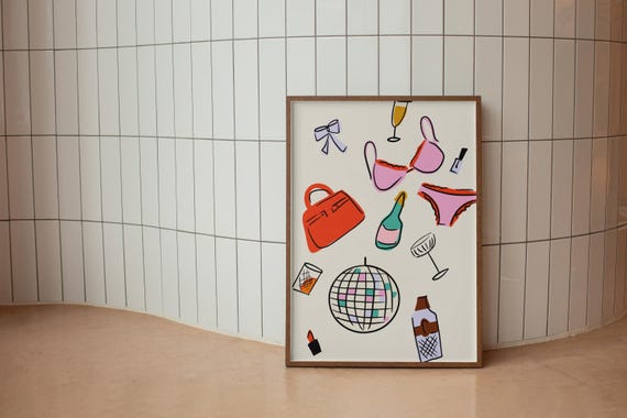 Dorm Art For Feminist Decor Minimalist Poster Bedroom Print Cool Girl Cute Lingerie Wall Pink And Red Hand Drawn Girly