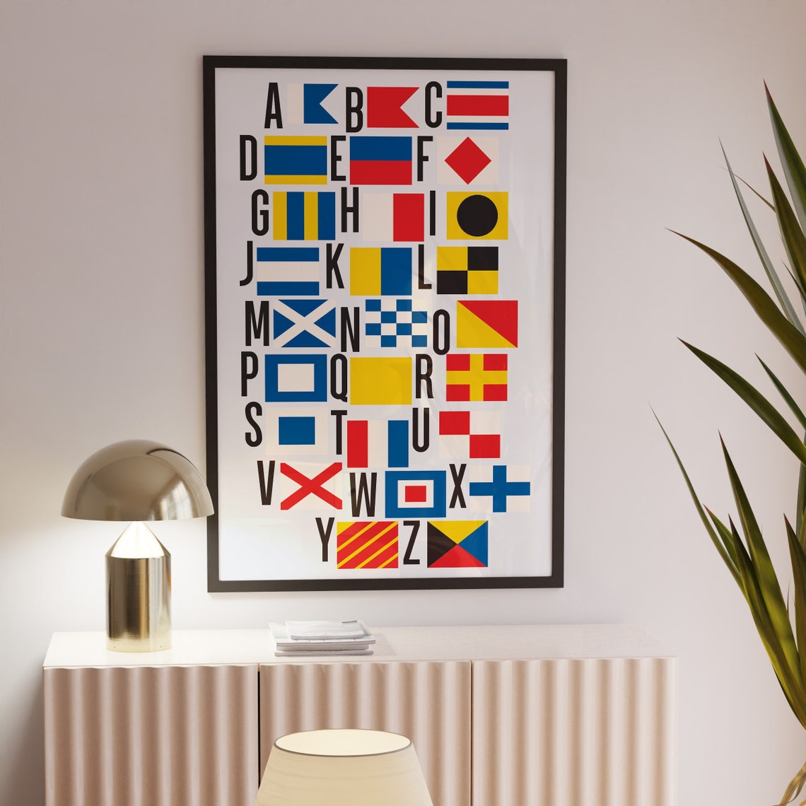 Nautical Signal Flags Alphabet Sailing Boats Chart Wall Poster