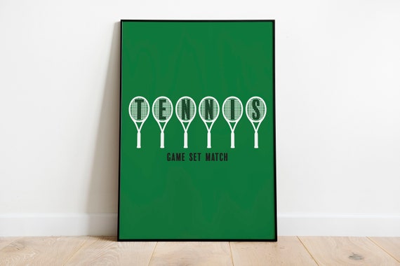 Gift For Tennis Fan Wall Art Racket Grand Slam Poster Vintage Living Room