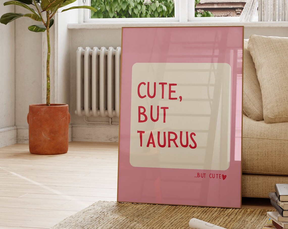 Taurus Zodiac Quote Art, Trendy Dorm Room Decor