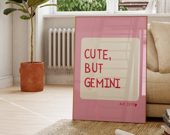 Gemini Cute Quote Zodiac Art Print, Dorm Decor
