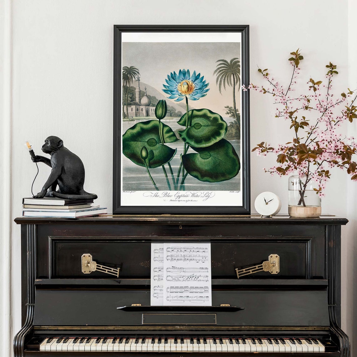 Robert John Thornton Blue Egyptian Water Lily Temple Pond Poster - Image 2