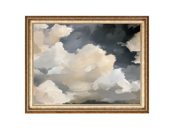 Moody Cloud Print Sky Wall Art Oil Painting Vintage Style Prints Cottage Core Art Art Downloads