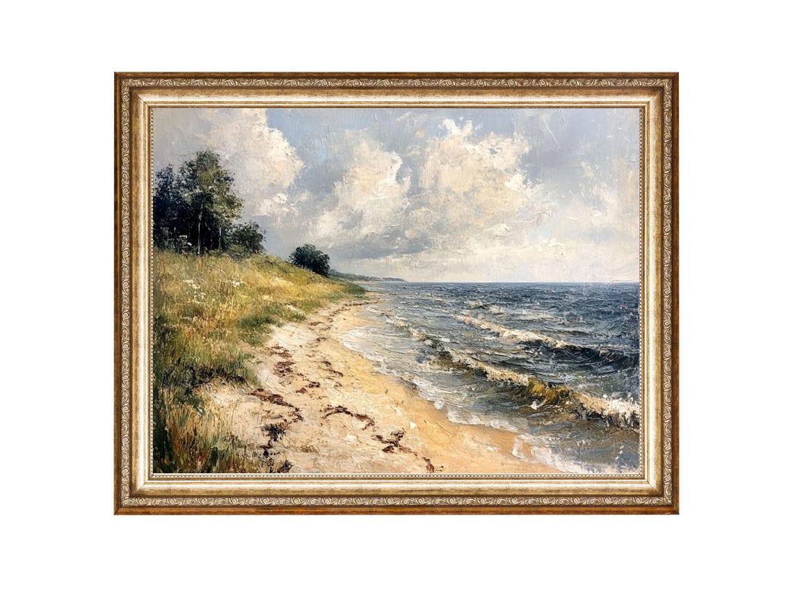 Coastal Wall Art Landscape Print Nautical Art Oil Painting Cottage Core Art Best Gifts Vintage Painting Wall Art Prints