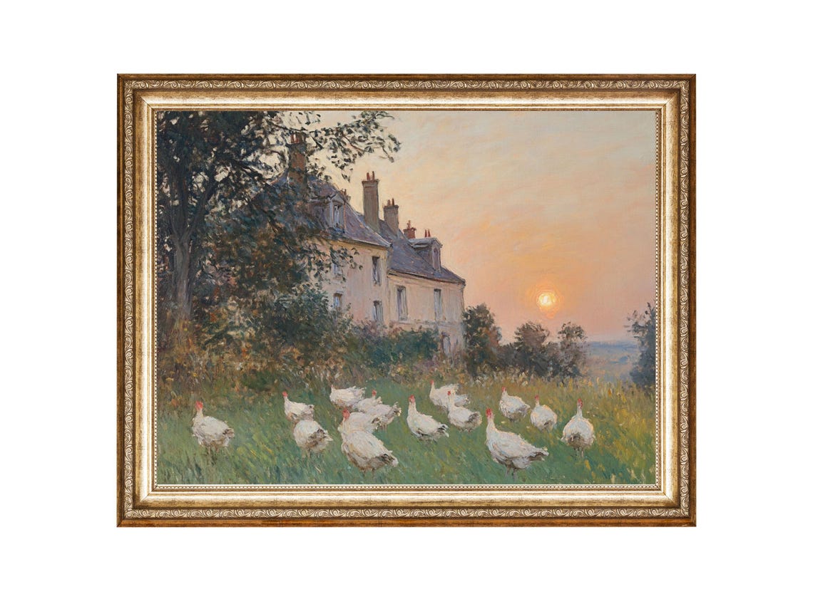 Turkeys Bird Art Monet Painting English Cottage Oil Painting Vintage Style Prints Cottage Core Art Art Downloads