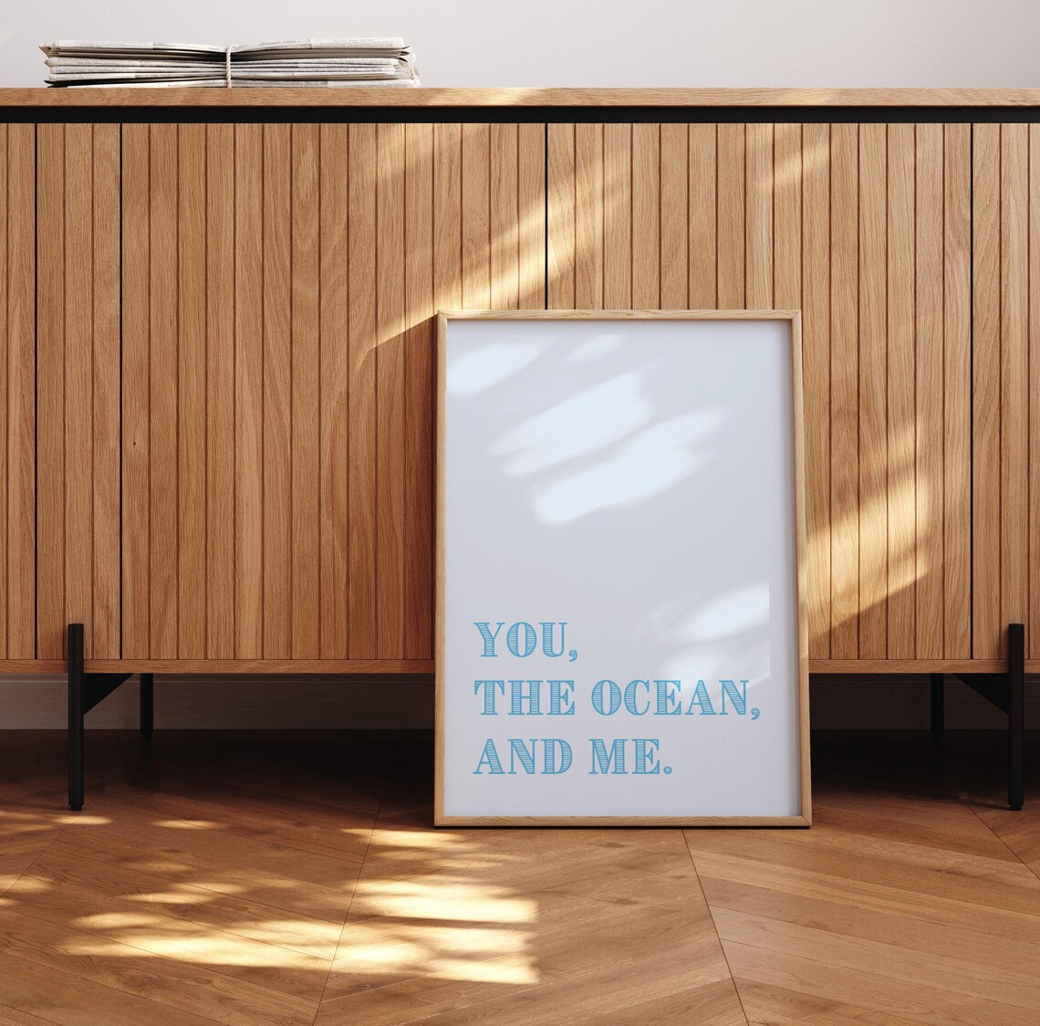 You the Ocean and Me Blue Coastal Typography Romantic Quote Poster - Image 2