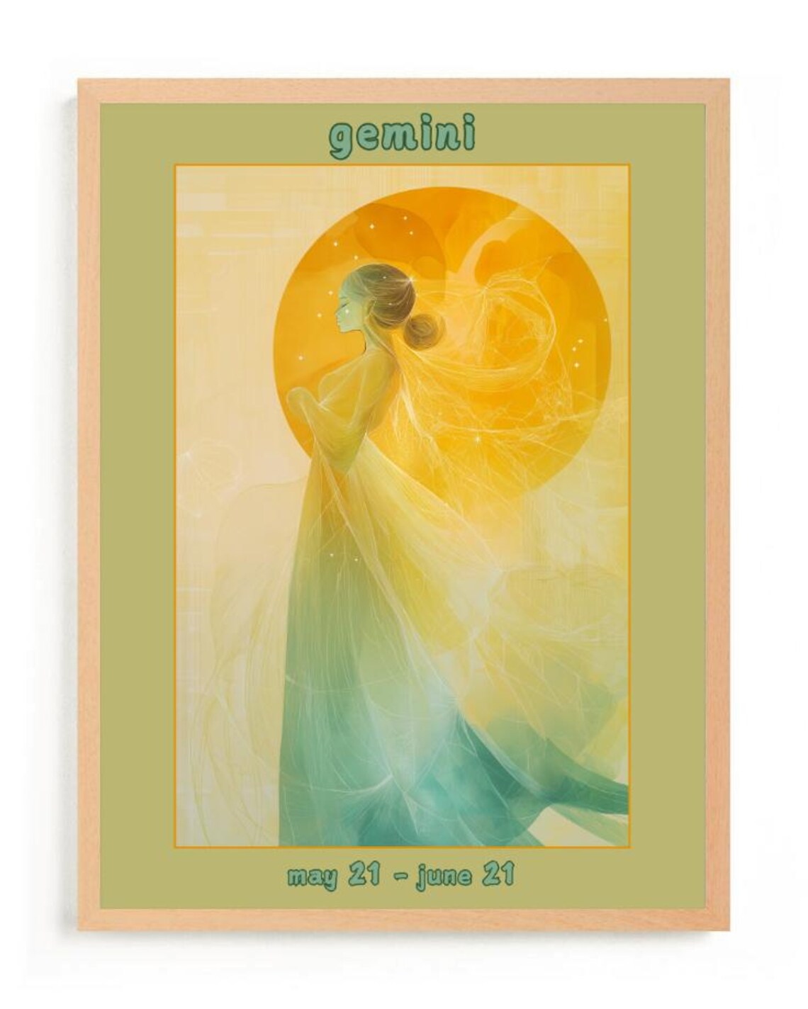 Gemini Zodiac Art Print, Mystical Boho Astrology - Image 4