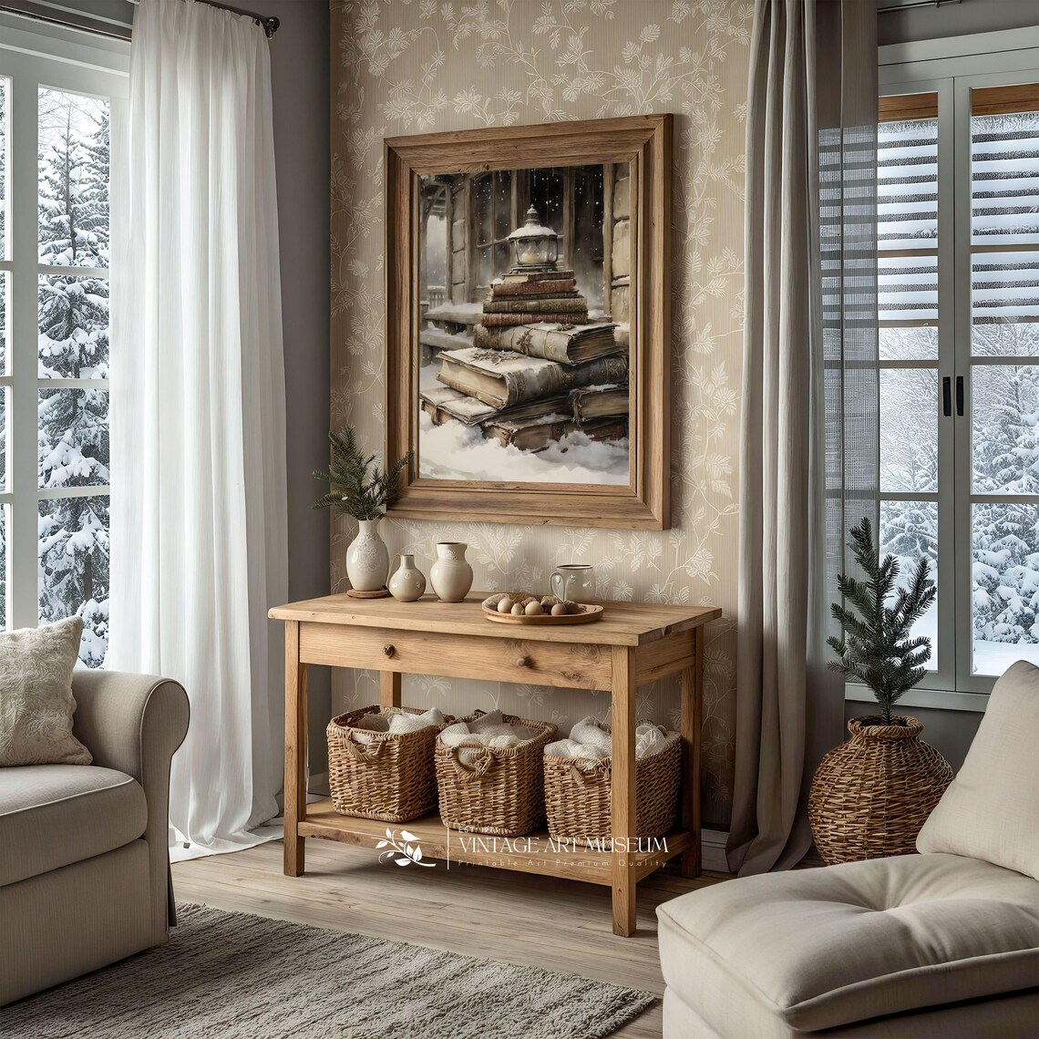 Vintage Winter Holiday Still Life Art Print - Image 2