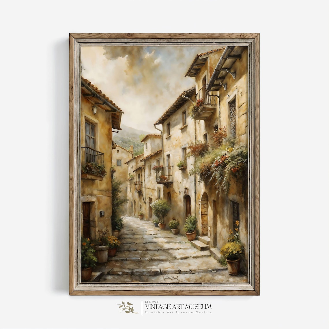 Street In Viterbo Vintage Style Art Print - Image 3