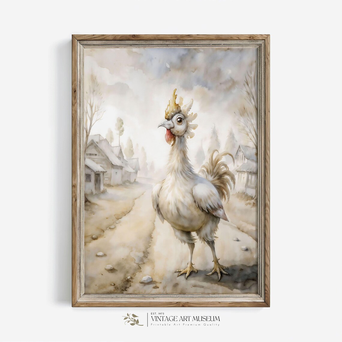 Curious Cute Chicken Nursery Vintage Style Art Print - Image 3