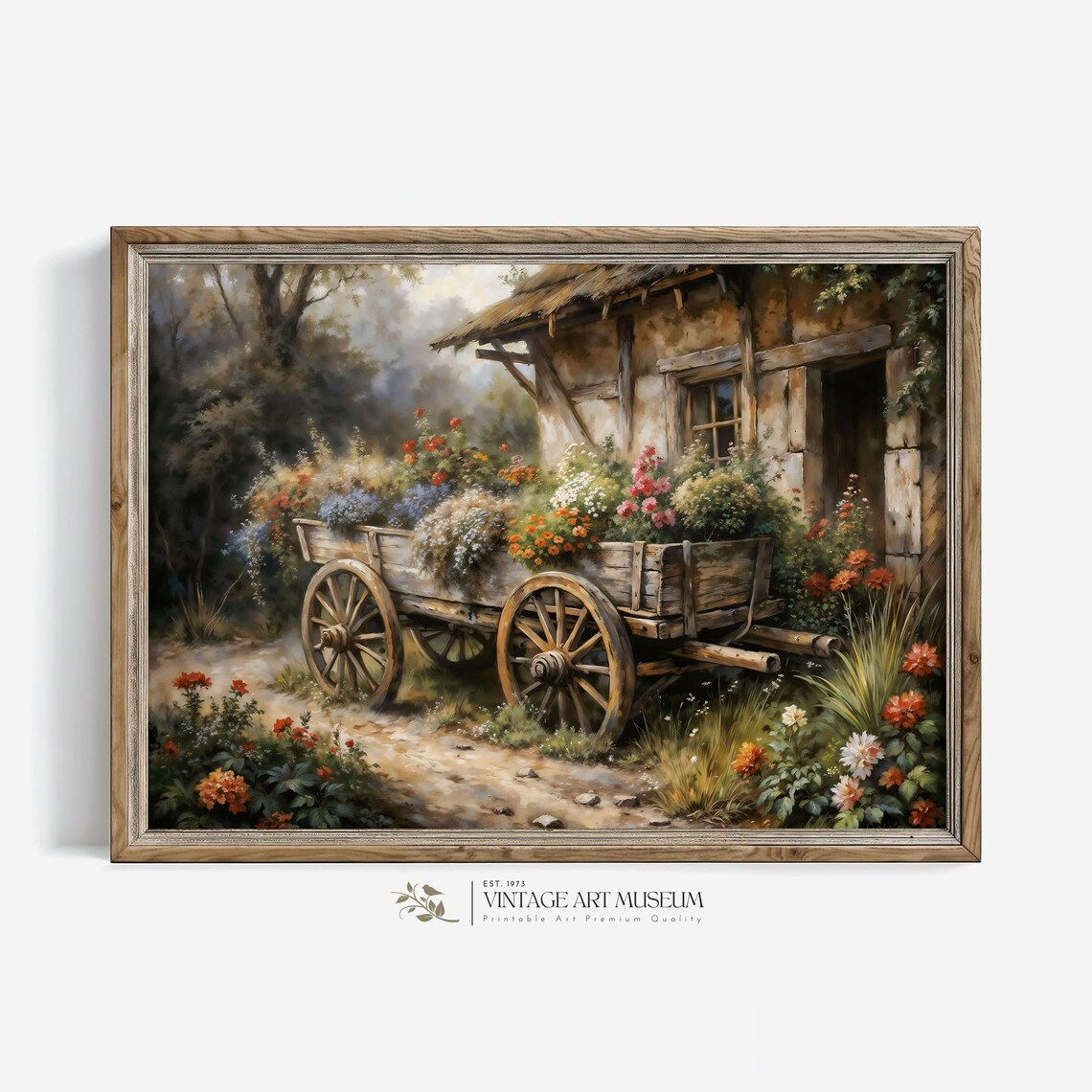 Wooden Cart In A Yard, Vintage Spring Art Print