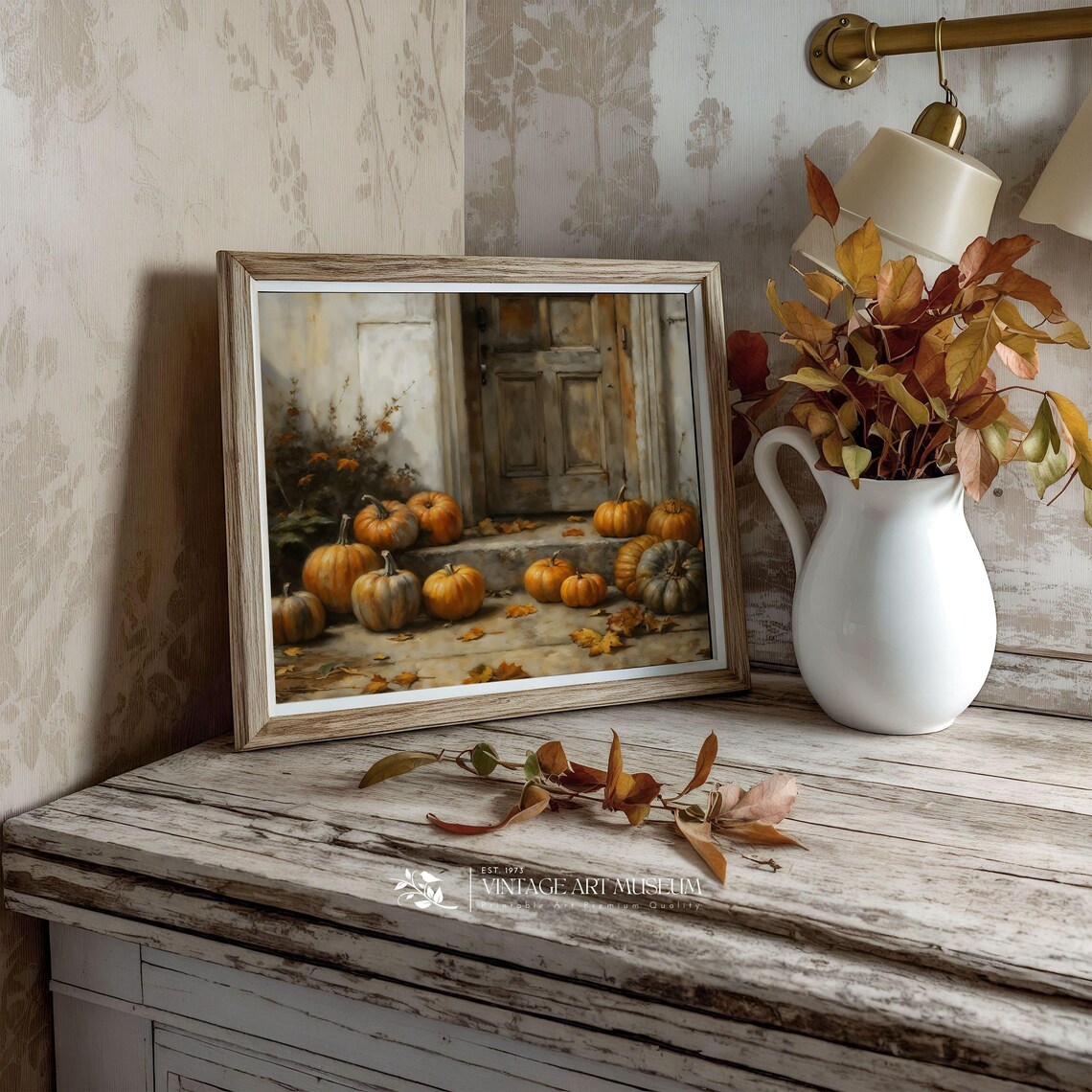 Orange Pumpkin Harvest Autumn Vintage Style Art Print - Image 3