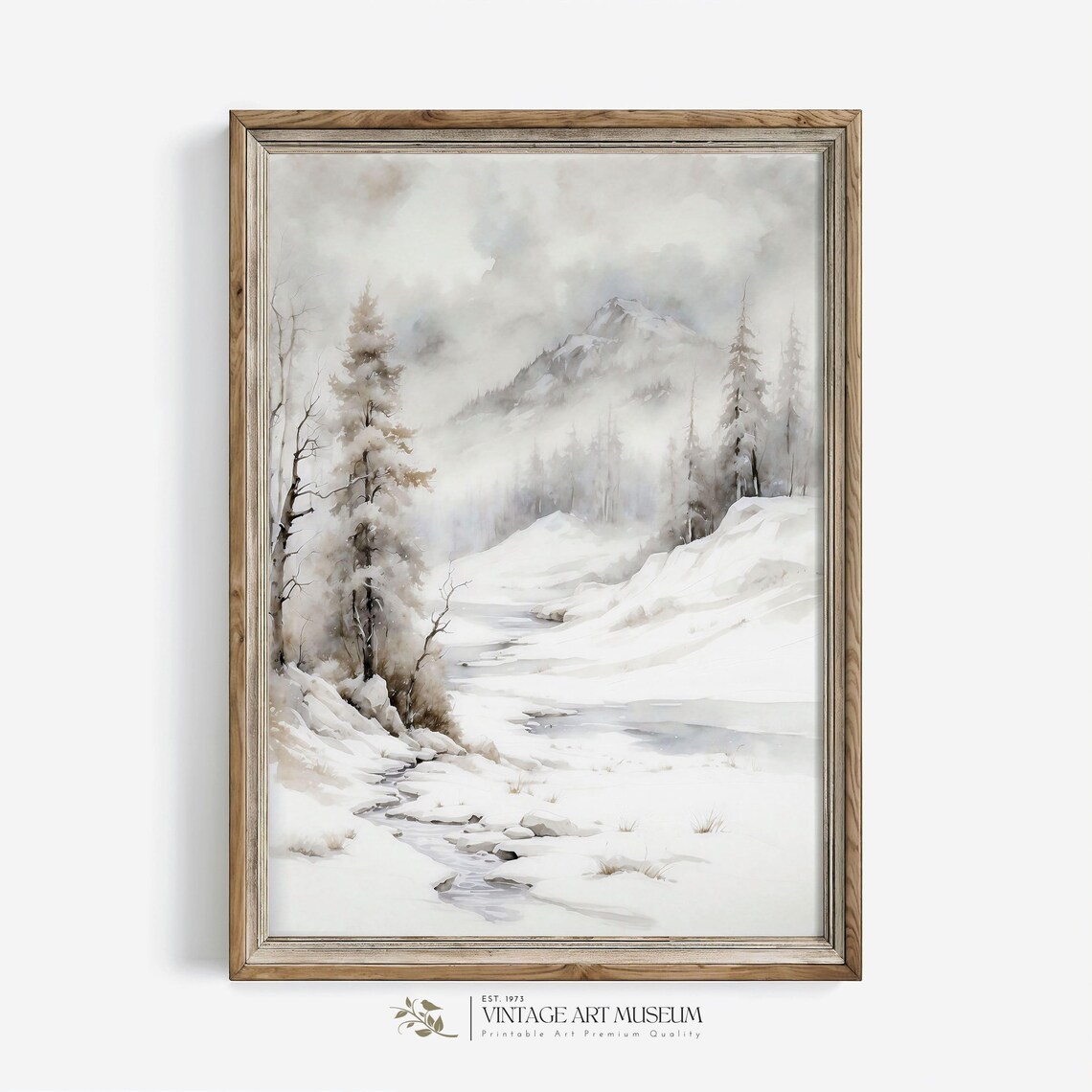 Vintage Snow Landscape Winter Tree Art Print