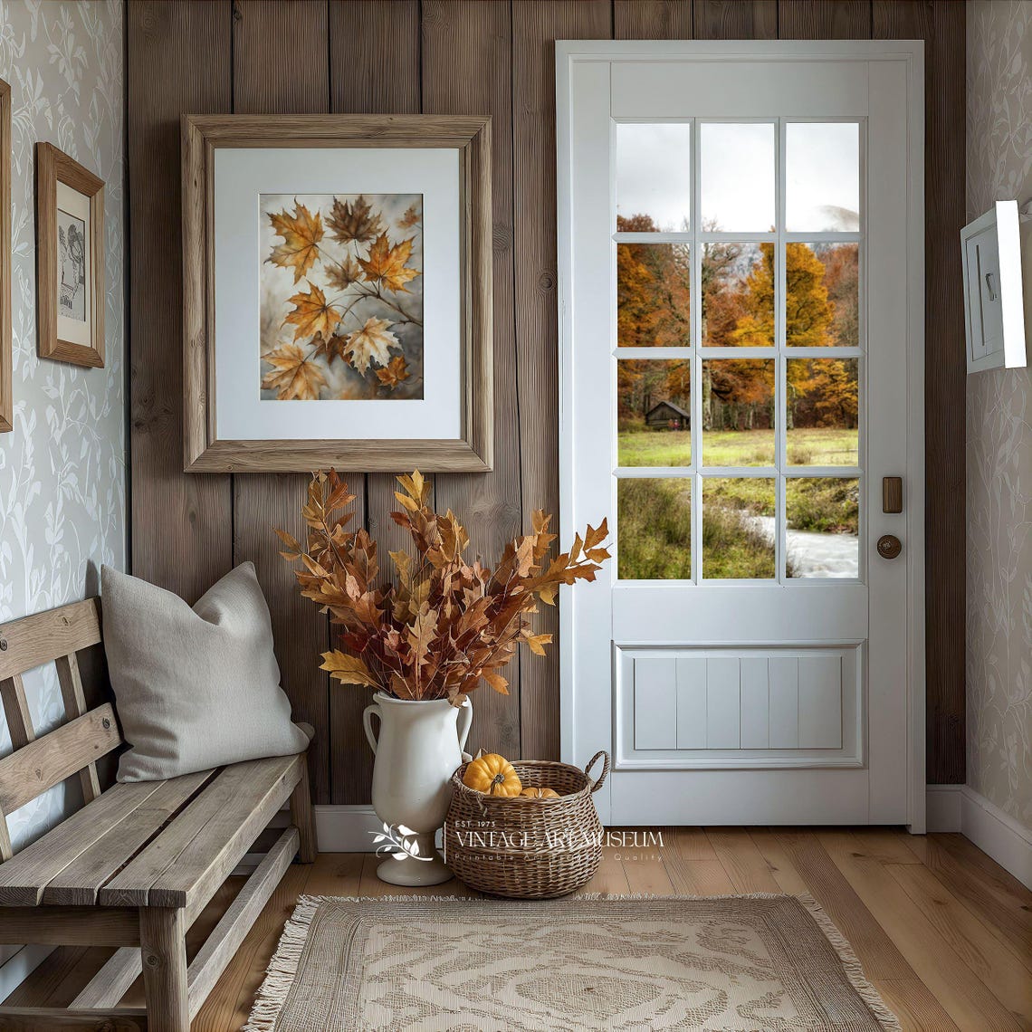 Autumn Maple Leaves Watercolor Study in Warm Golden Tones Poster - Image 2