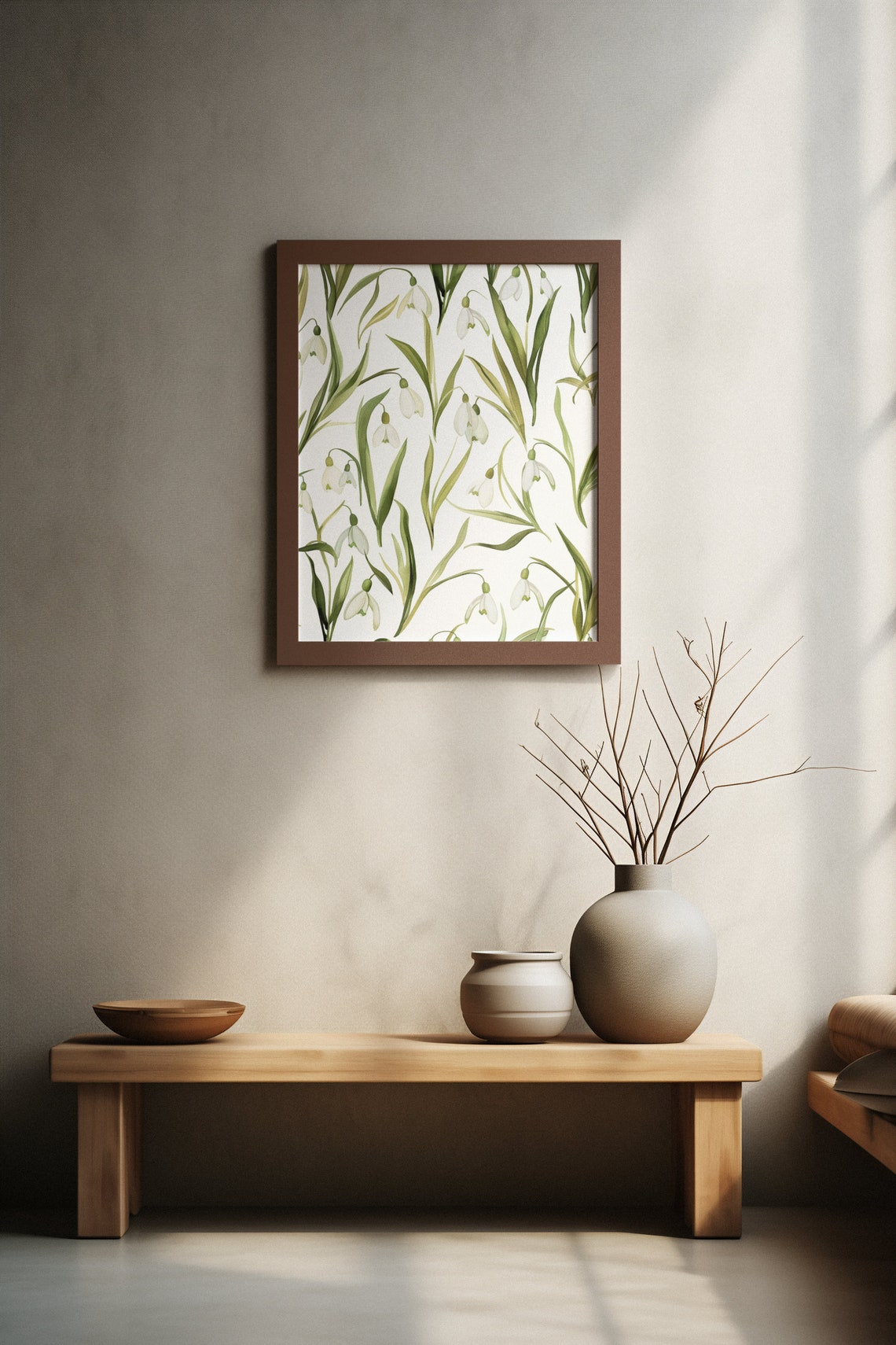 Snowdrop Repeating Floral Pattern Fresh Watercolor Art Poster - Image 5