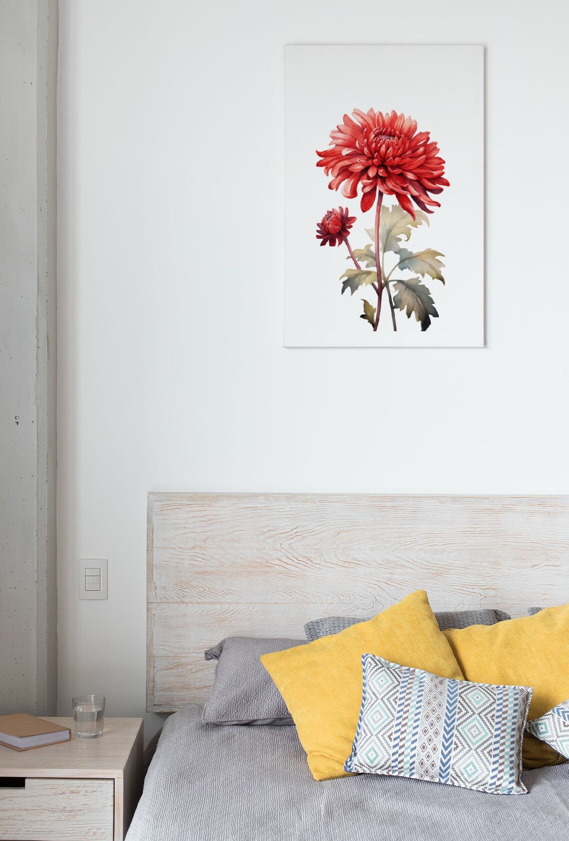 Red Chrysanthemum Single Bloom Watercolour Botanical Flower Poster - Image 6