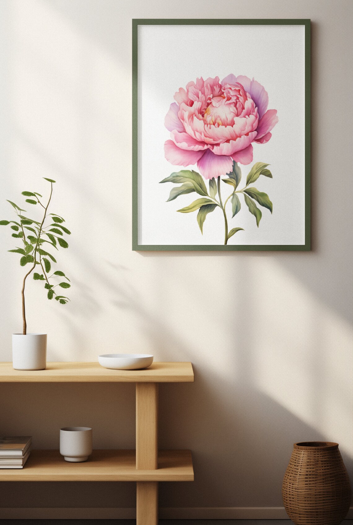 Pink Peony Full Bloom Romantic Watercolour Botanical Flower Poster - Image 4