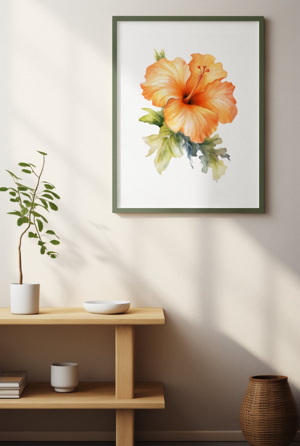Orange Hibiscus Tropical Bloom Sunny Radiant Watercolor Art Poster - Image 4