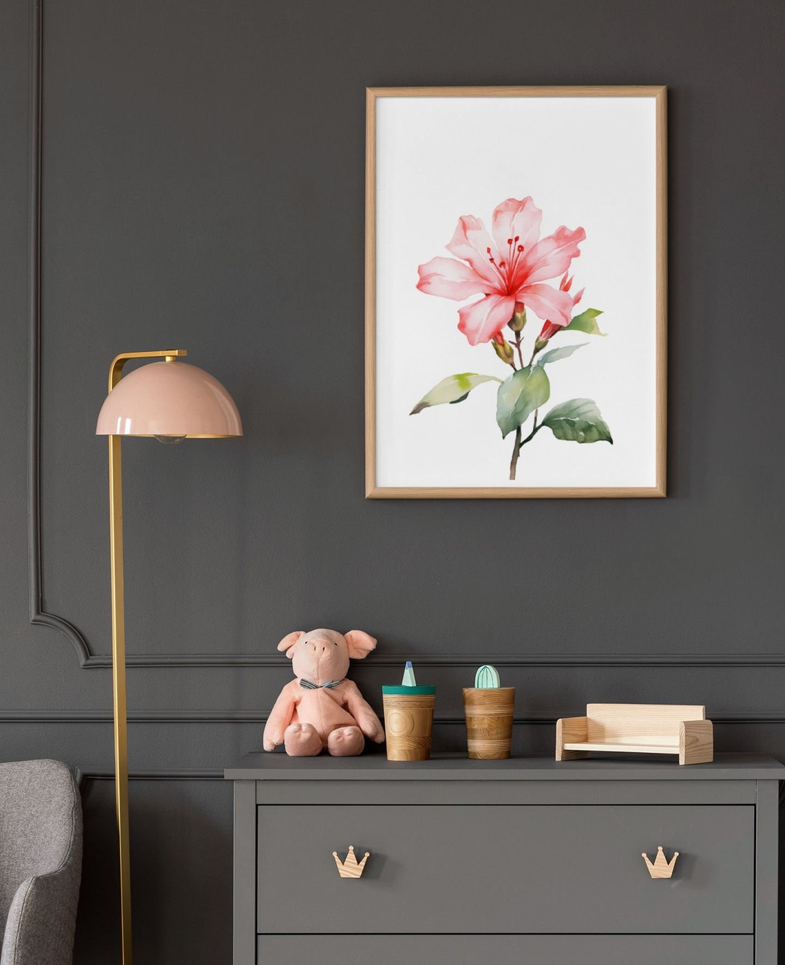 Pink Azalea Single Bloom Soft Watercolor Floral Botanical Poster - Image 9