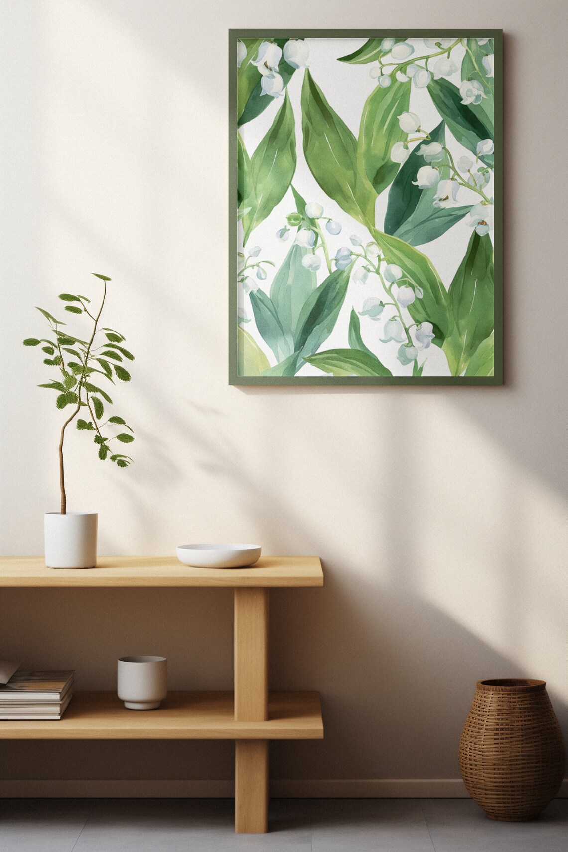 Lily of the Valley White Bells Watercolor Floral Botanical Poster - Image 3