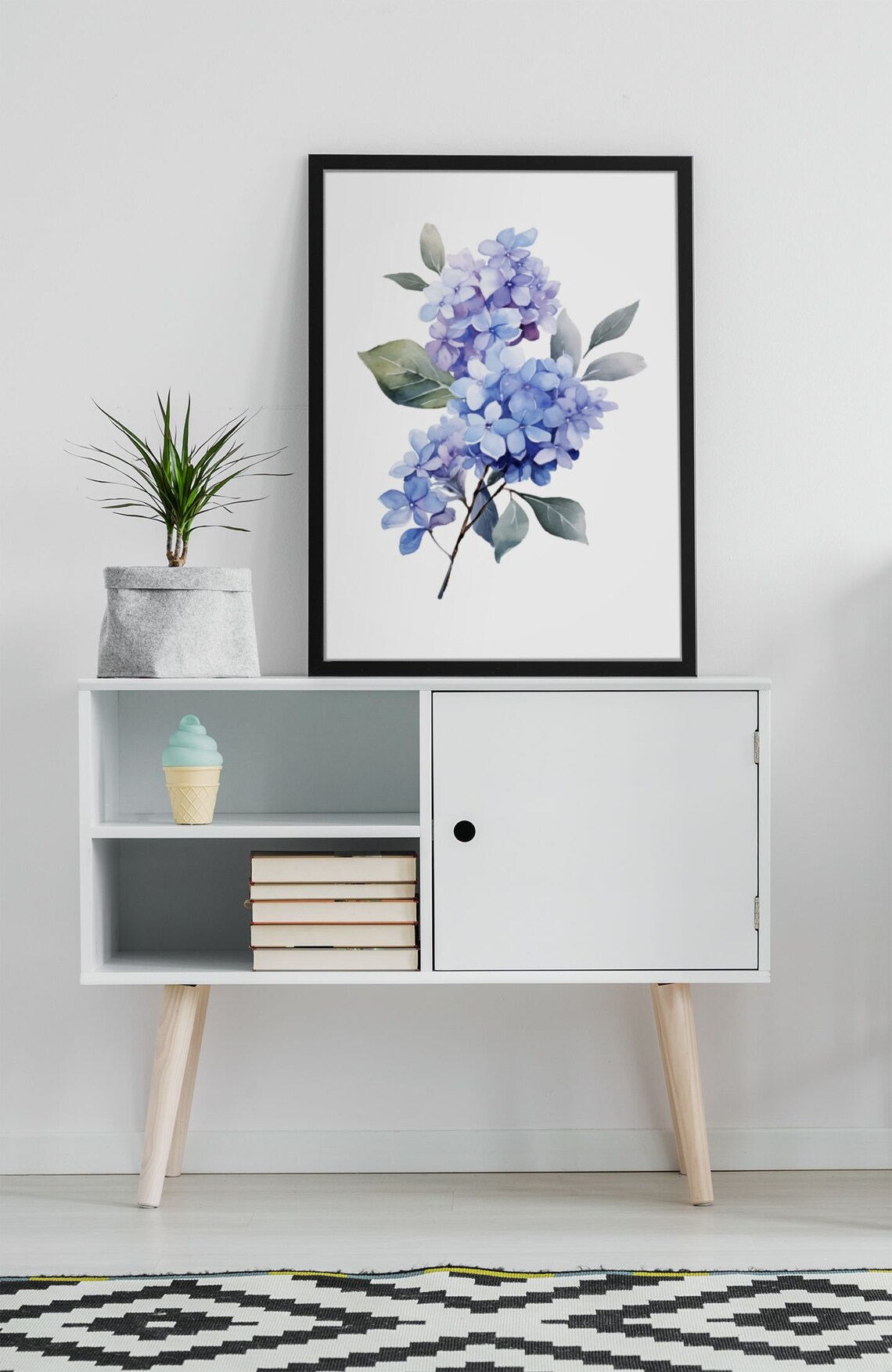 Blue Lilac Blossom Cluster Watercolour Botanical Flower Poster - Image 8