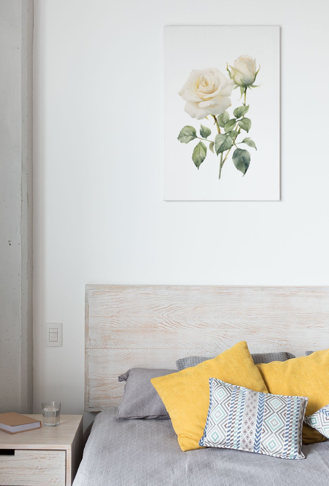 White Rose Bloom And Bud Graceful Watercolor Botanical Art Poster - Image 8