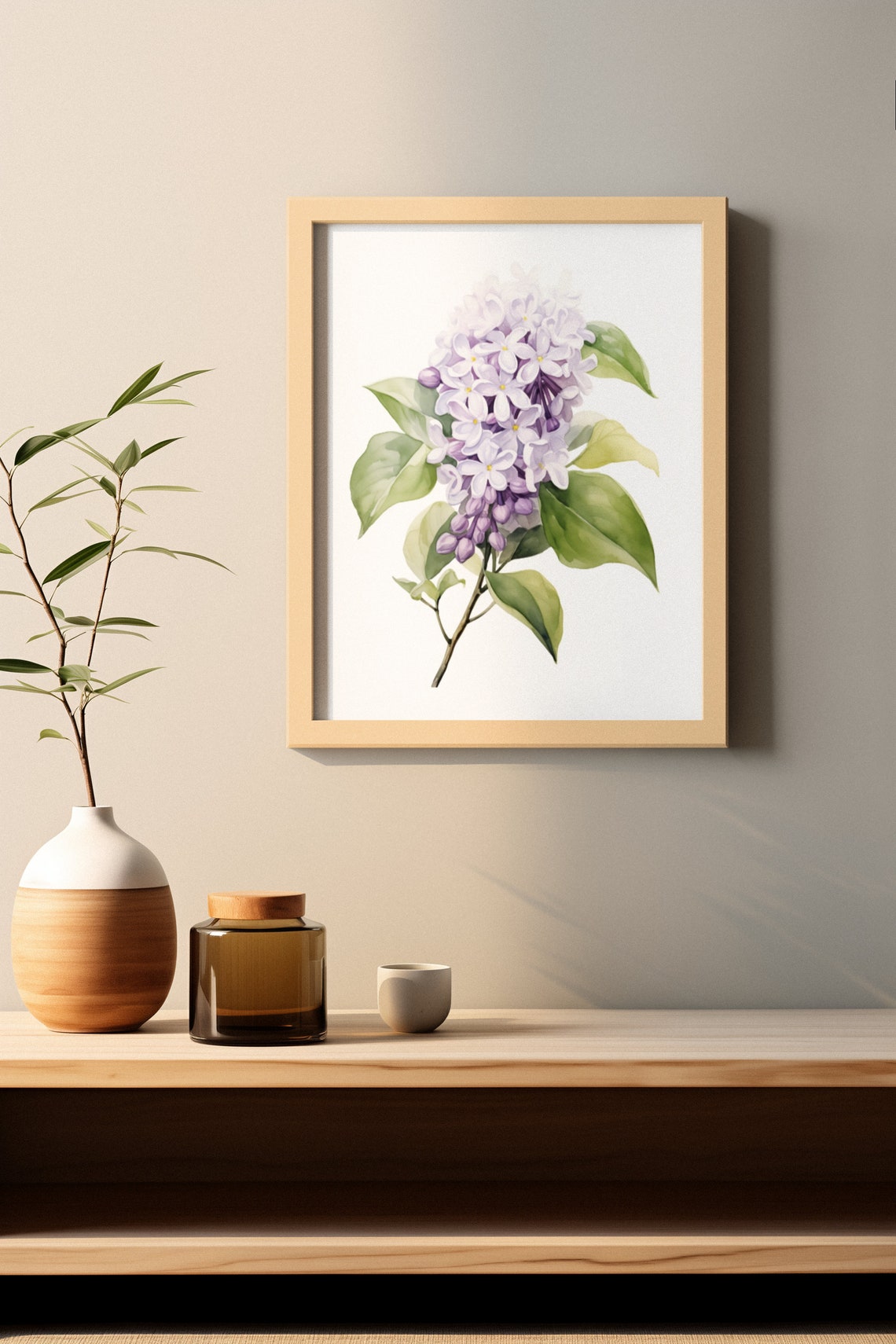 Pale Lilac Blossom Cluster Watercolour Botanical Flower Poster - Image 3