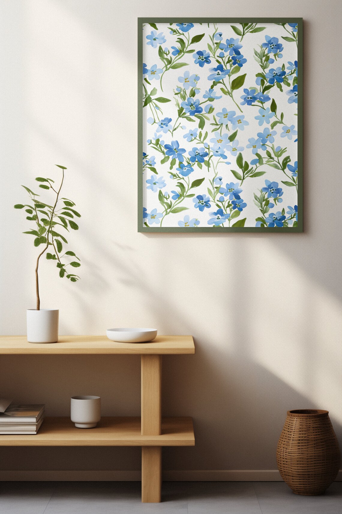 Blue Forget Me Not Blossoms All Over Watercolor Floral Poster - Image 5
