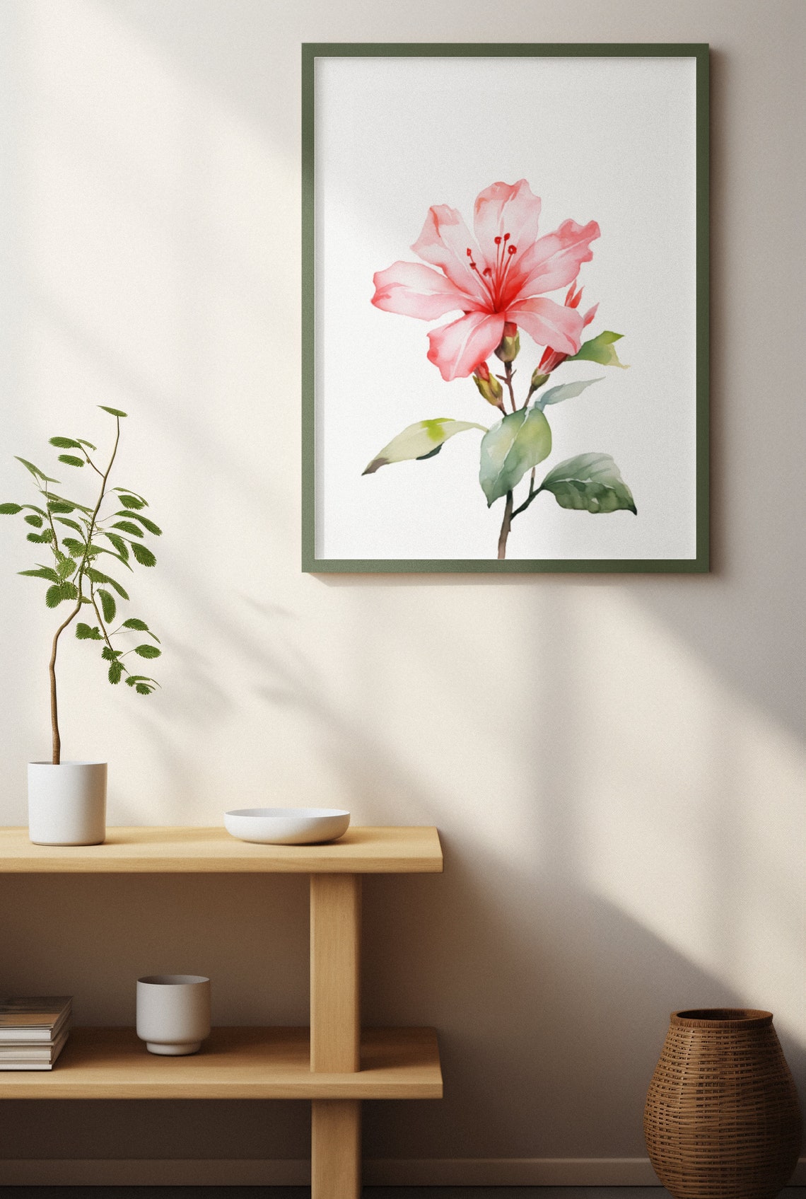 Pink Azalea Single Bloom Soft Watercolor Floral Botanical Poster - Image 4