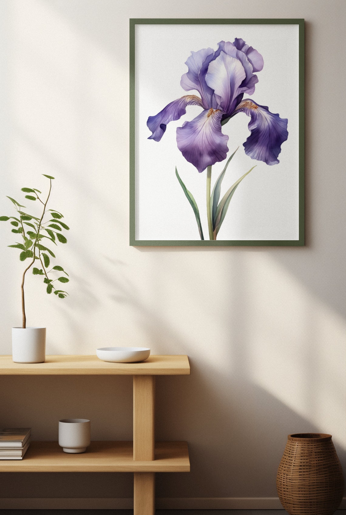 Violet Blue Iris Single Bloom Watercolour Botanical Flower Poster - Image 4