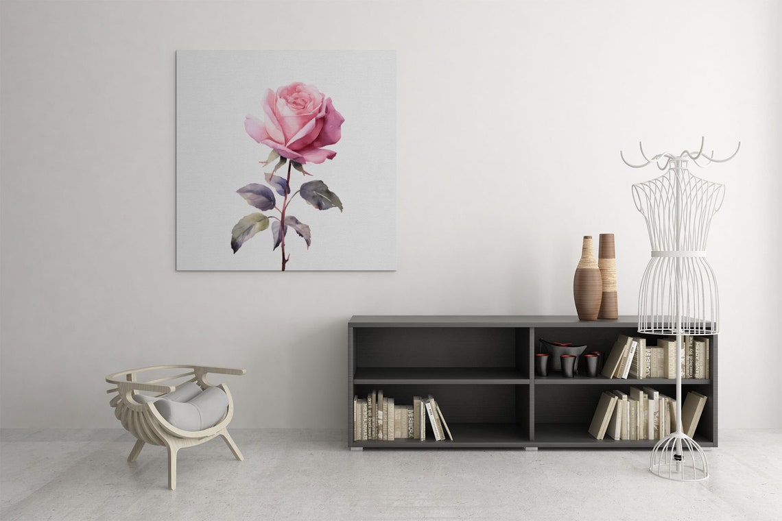 Blush Pink Rose With Dusky Leaves Romantic Watercolor Poster - Image 7