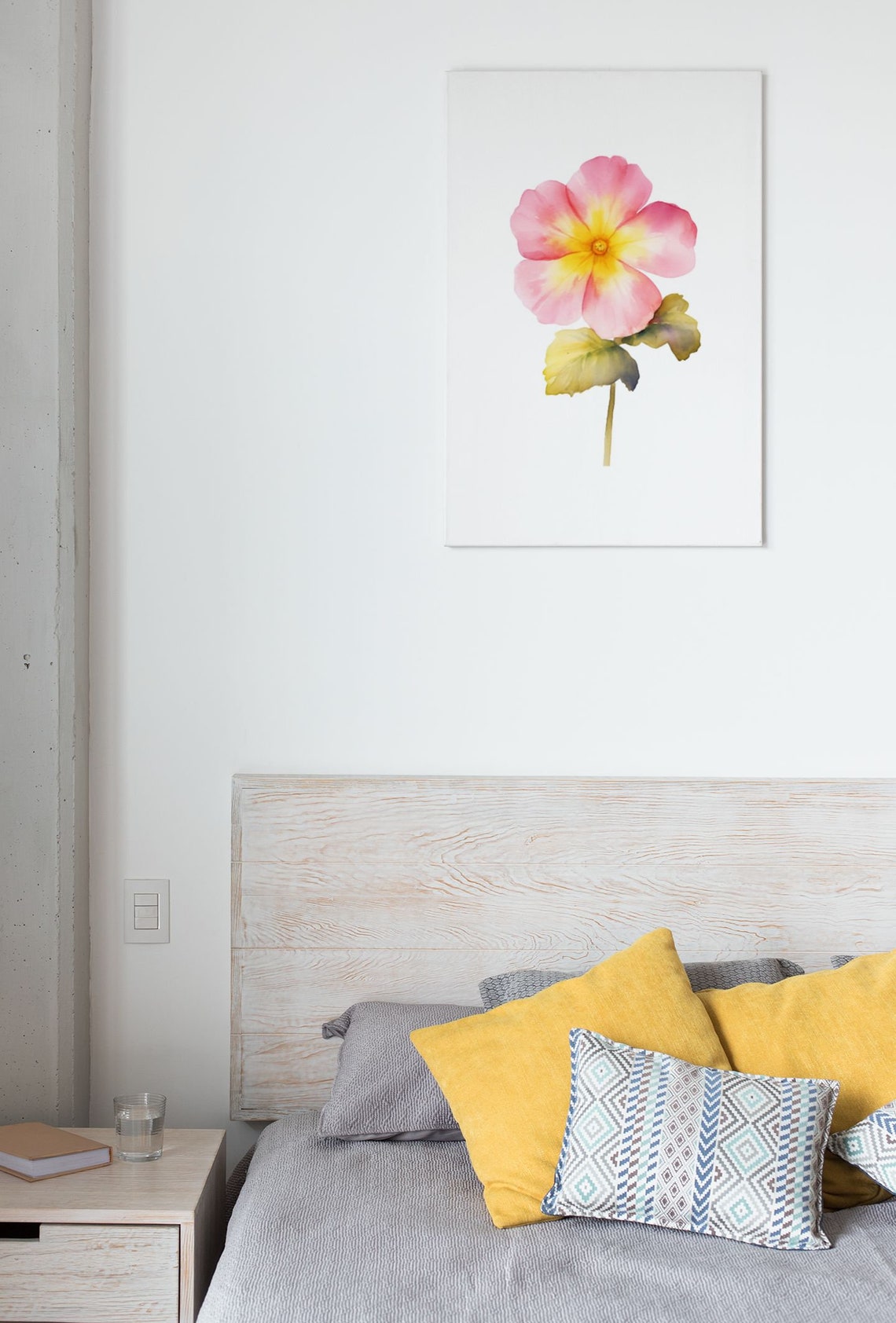 Pink Primrose Single Bloom Watercolour Botanical Flower Poster - Image 8