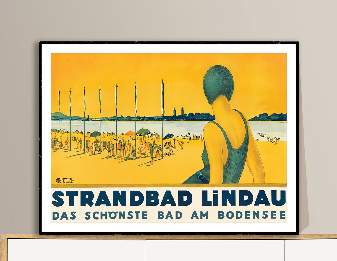 Strandbad Lindau Germany Vintage Travel Poster - Image 2