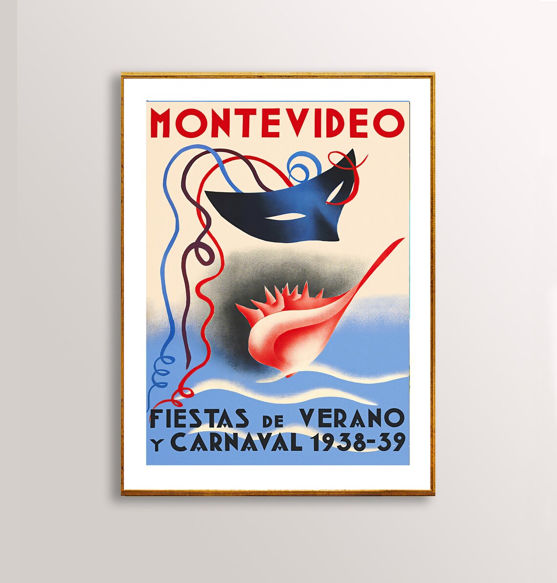 Montevideo Fiestas de Verano Carnaval 1938-39 Vintage Poster