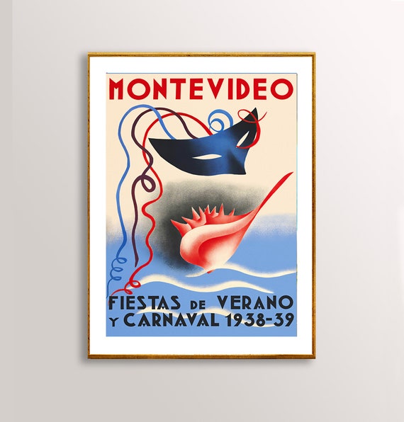 Montevideo Fiestas De Verano Y Carnaval 1938 39 Vintage Travel Poster Poster Paper Or Print Gift Idea