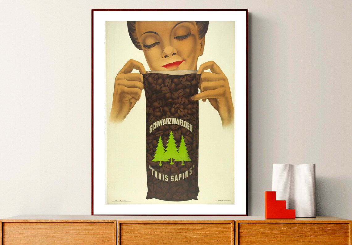 Schwarzwaelder Trois Sapins Vintage Coffee Bag Advertising Poster