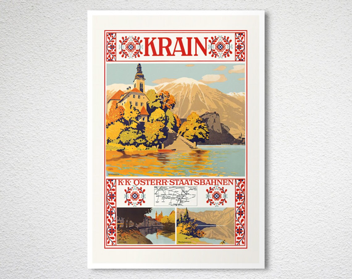 Krain Sterr Staatsbahnen Austria Vintage Travel Poster - Image 2