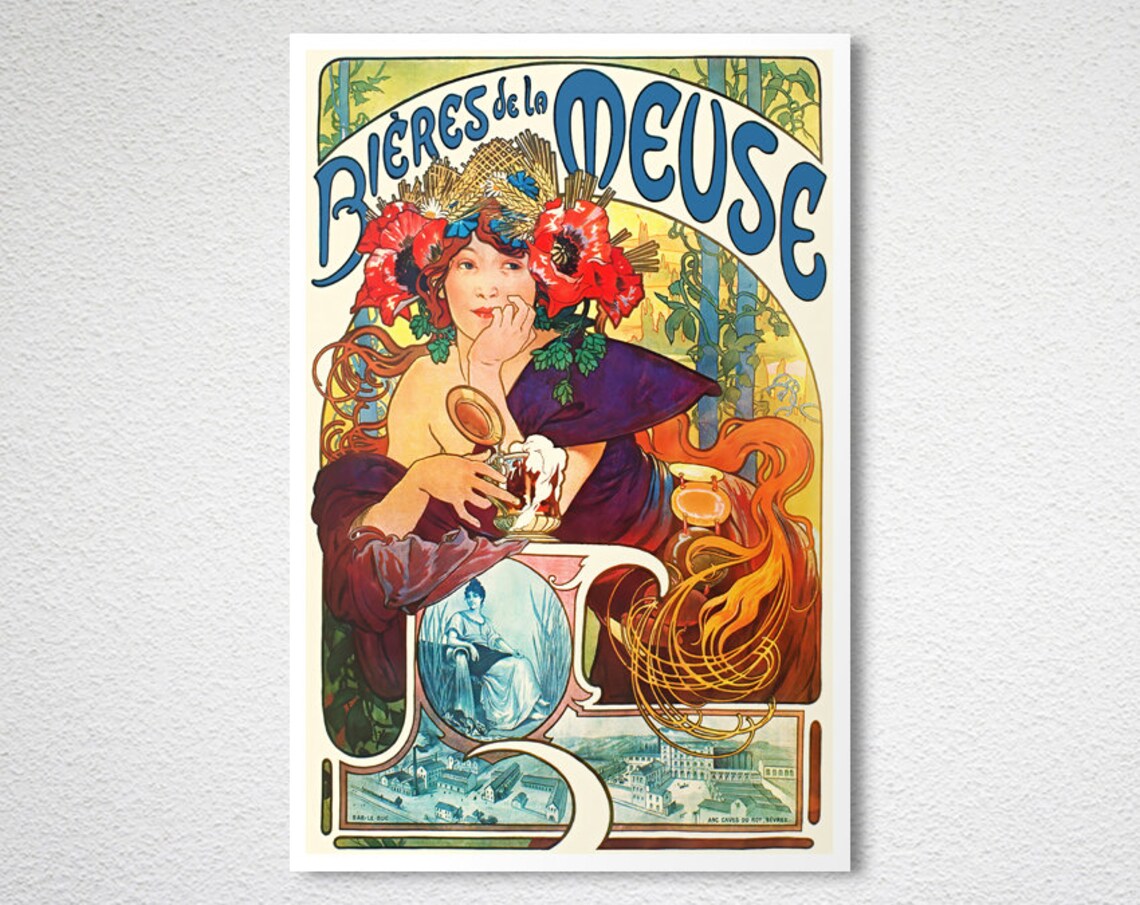 Bieres De La Meuse Vintage Beer Poster, Mucha - Image 2