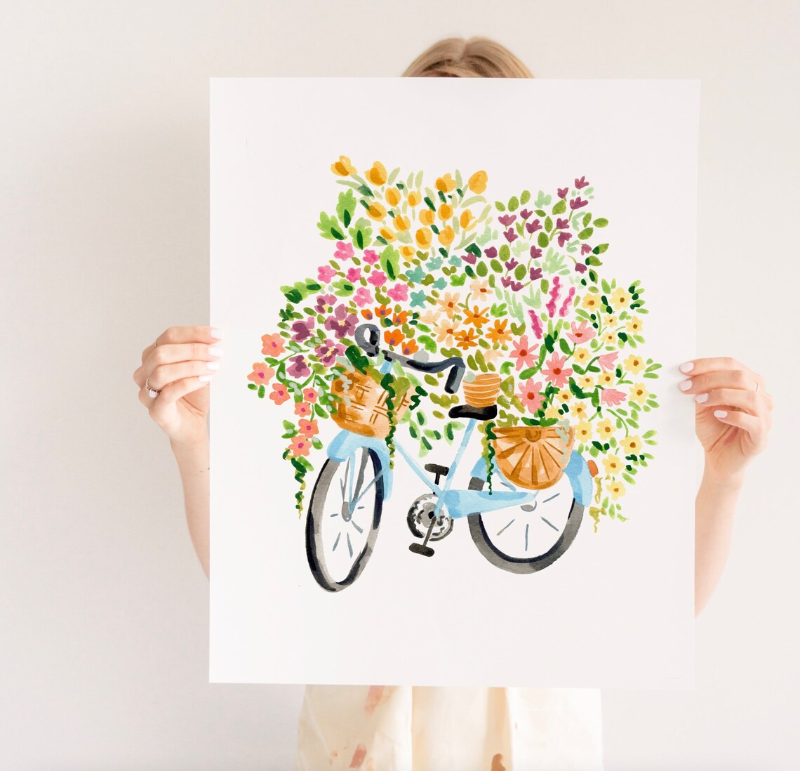 Flower Bike Watercolor Print, Girls Room Decor - Image 3