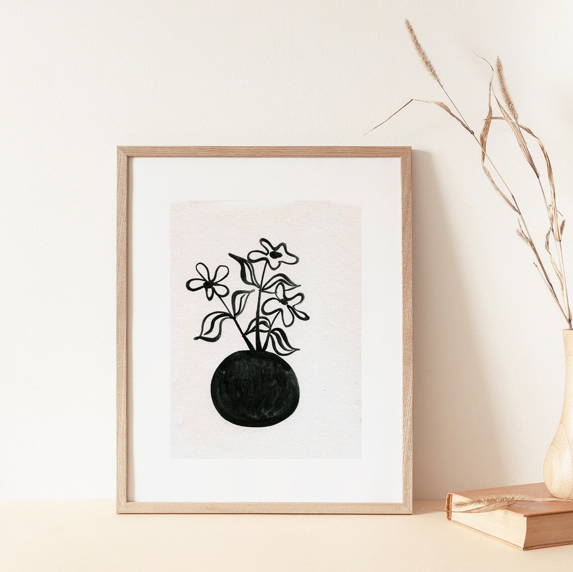Minimalist Daisy Vase Art Print, Boho Vintage Floral - Image 4