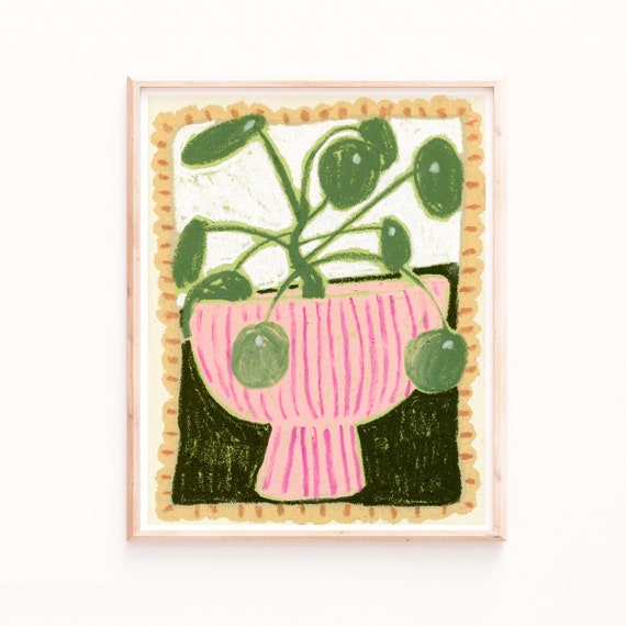 Pilea In A Vase Art Print, Modern Wall Art