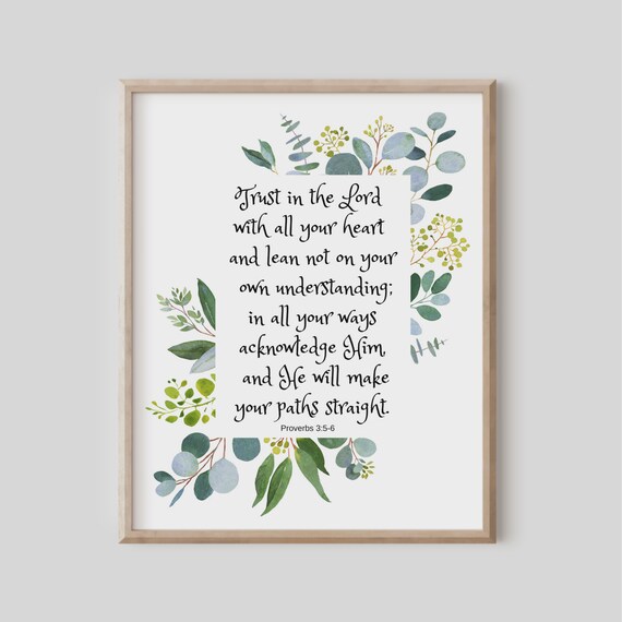 Proverbs 35-6 Trust in the Lord Eucalyptus Botanical Verse Poster