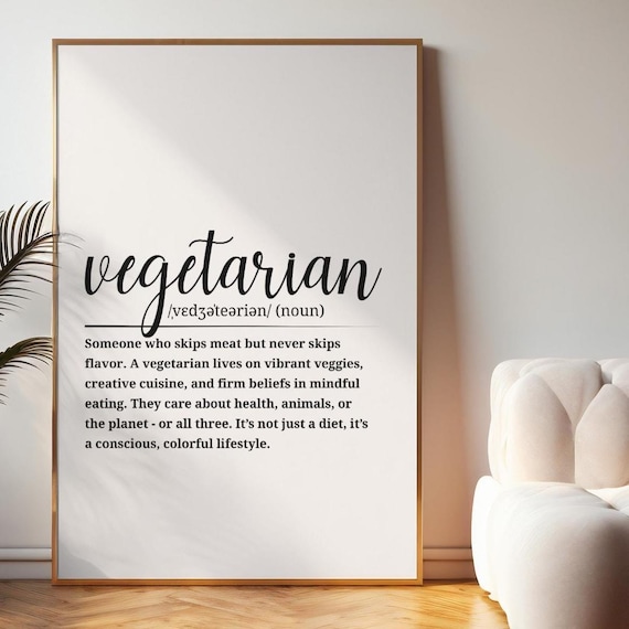 Vegetarian Definition Script Typography Kitchen Word Art Quote Poster