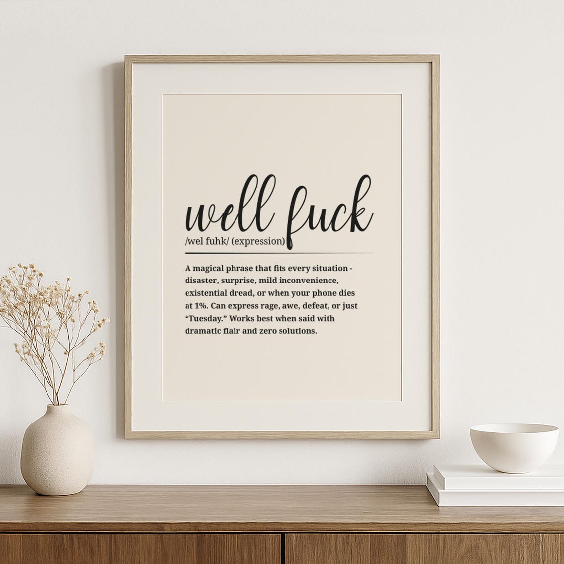 Well Fuck Definition Poster Funny Wall Art Expression Typography Decor - Image 5