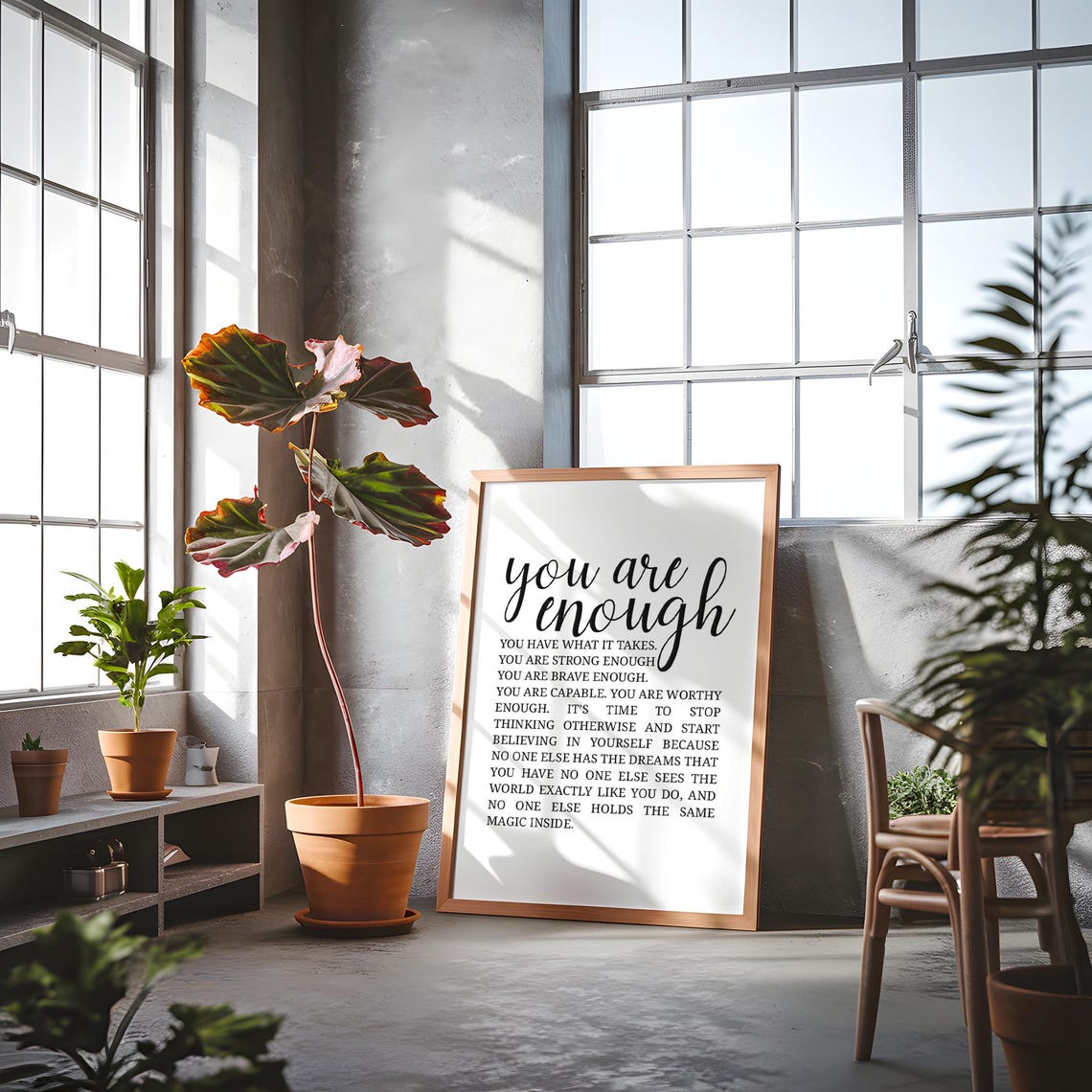 You Are Enough Inspirational Quote Bedroom Affirmation Wall Poster - Image 2