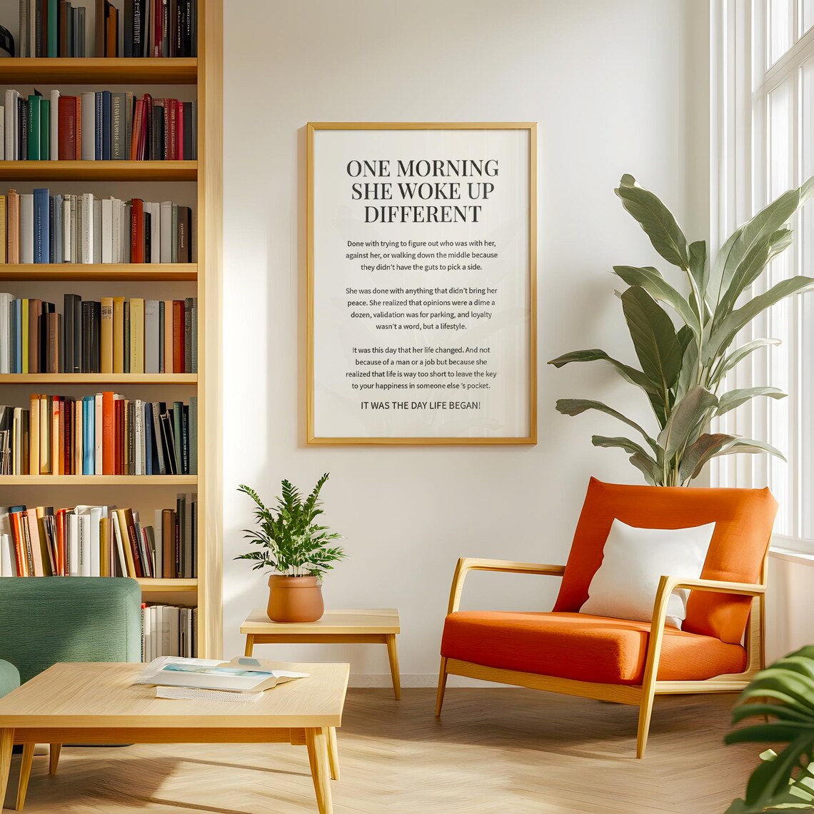 One Morning She Woke Up Different Feminist Empowerment Serif Quote Poster - Image 5